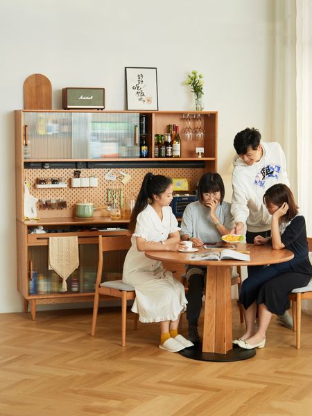 Nordic solid wood sideboard, small household, pantry kitchen cupboard, high cabinet, living room locker