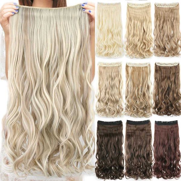 Synthetic Hair Extensions Soowee 24 28 Synthetic Hair Charms Clip In Hair Extensions Dirty Blonde Fake Brown Curly Hair Pieces for Women H241111