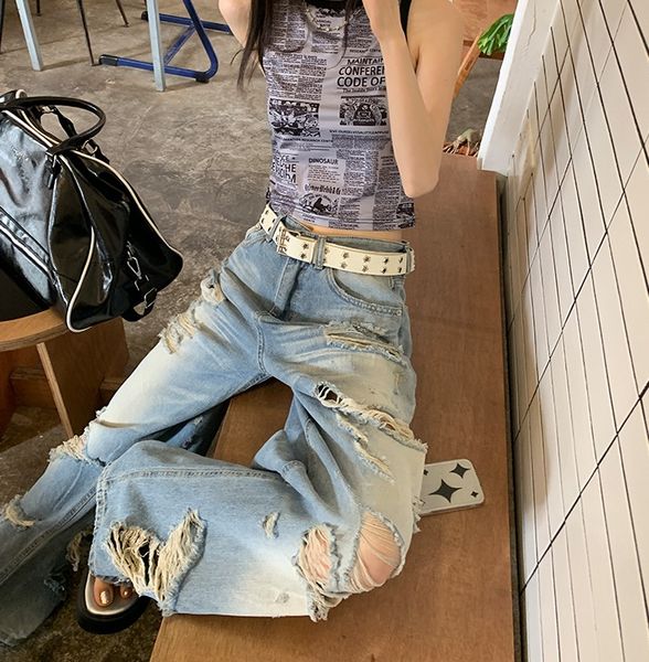 womens jeans designer jeans women American style retro high street distressed jeans women new ins loose wide Mop pants Elongation ratio, Blue
womens jeans designer jeans women American style retro high street distressed jeans women new ins loose wide Mop pants Elongation ratio, Blue