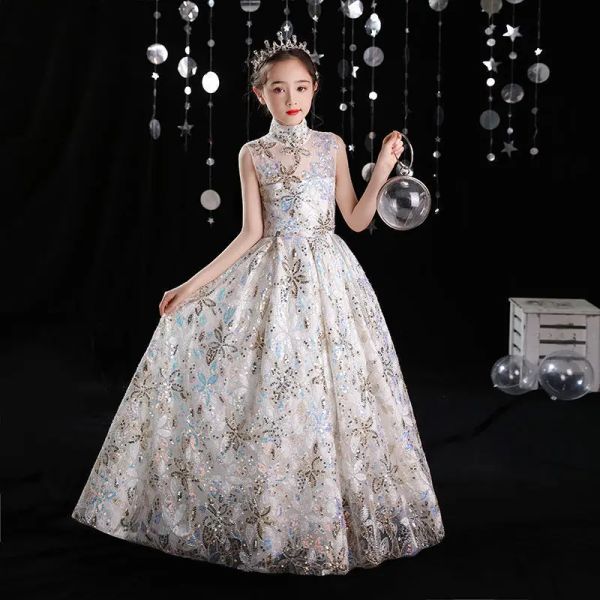 Girls Dress Children's Wedding Birthday party Elegant Princess children's dress, White
Girls Dress Children's Wedding Birthday party Elegant Princess children's dress, White