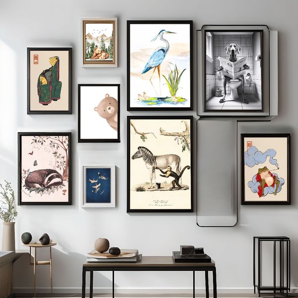 3 pieces Wooden Framed Canvas Poster giraffe and dog in toilet, black and white art, Creative Waterproof Canvas Posters
3 pieces Wooden Framed Canvas Poster giraffe and dog in toilet, black and white art, Creative Waterproof Canvas Posters