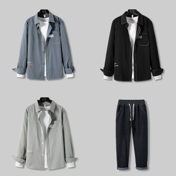 2024 simple fashion men's clothing button-down shirt men's casual handsome coat, Gray
2024 simple fashion men's clothing button-down shirt men's casual handsome coat, Gray