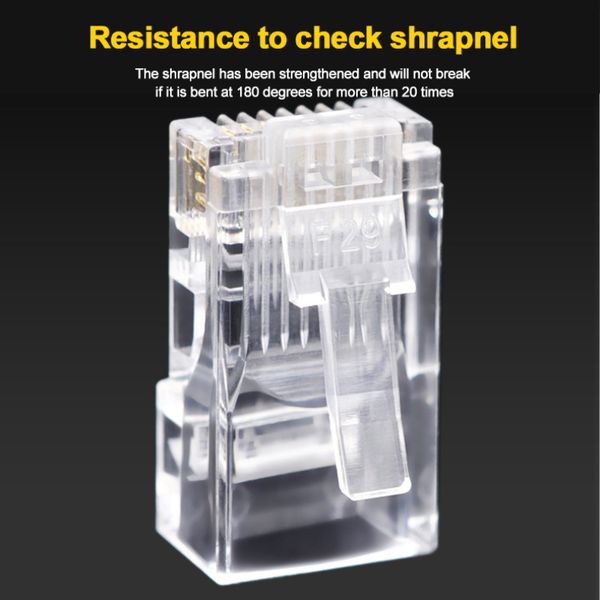 Montions Rj45 Connector Cat5e Cat6A Pass Through Connector Network Unshielded 8P8C Modular Plug for Ethernet Cables
