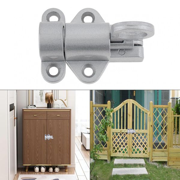 Silver Resilient Bolt Latch Aluminum Alloy Self Closing Latches for Gate Window Cabinet with Safety Automatic Spring Door Lock