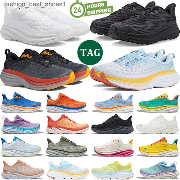 

clifton 9 Lime Glow running shoes men women Ice Water bondi 8 Triple Black White Anthracite Shark Grey Bellwether Blue mens trainer, 1_color