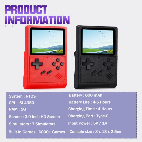 GB300 Mini Portable Retro Video Game Console 3.0 Inch Screen 6000+ Games Consola Juegos Handheld Game Player Games for Kid Gift