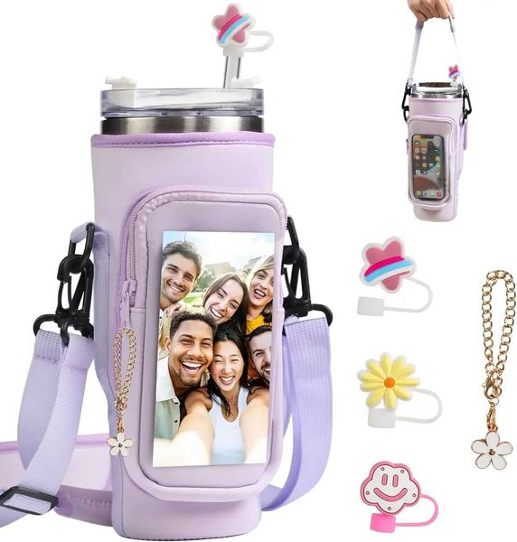 Water bottle handbag with toucreen phone pocket 40 ounces 2 adjustable straps suitable for cup holder Y241114, Blue
Water bottle handbag with toucreen phone pocket 40 ounces 2 adjustable straps suitable for cup holder Y241114, Blue