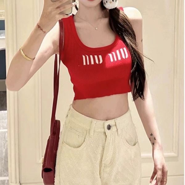 miumi Womens Tank Top Summer Slim Sleeveless miui clothes Fashion Letter Simplified Casual Versatile Short Knitted designer top, Black
miumi Womens Tank Top Summer Slim Sleeveless miui clothes Fashion Letter Simplified Casual Versatile Short Knitted designer top, Black