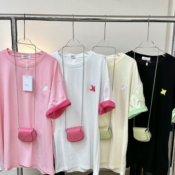 Tops Luxury Clothes Woman TShirt Ces Shirts Sleeve ceine Candy contrasting loose short sleeved T-shirt with bag, White
Tops Luxury Clothes Woman TShirt Ces Shirts Sleeve ceine Candy contrasting loose short sleeved T-shirt with bag, White