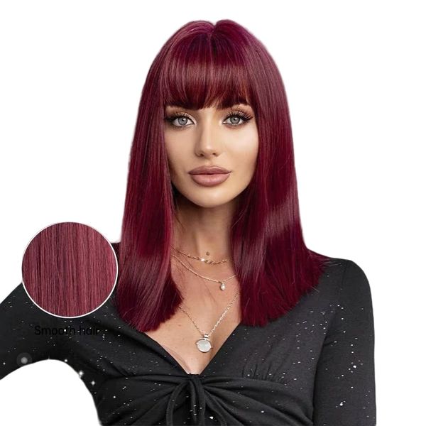 Long Straight Hair Fashion Lady Sexy Natural Fluffy Role Playing Wig Synthetic Short Hair Bob Short Hair Black and White Women Wig 16inches Burgundy
Long Straight Hair Fashion Lady Sexy Natural Fluffy Role Playing Wig Synthetic Short Hair Bob Short Hair Black and White Women Wig 16inches Burgundy