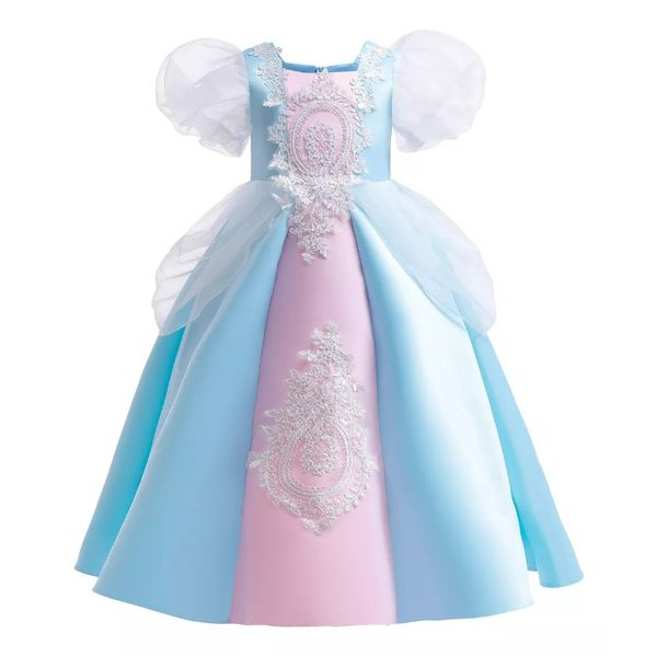Vintage Children's Dress Puff Sleeve Princess Dress Party Performance Dress, Blue 
Vintage Children's Dress Puff Sleeve Princess Dress Party Performance Dress, Blue