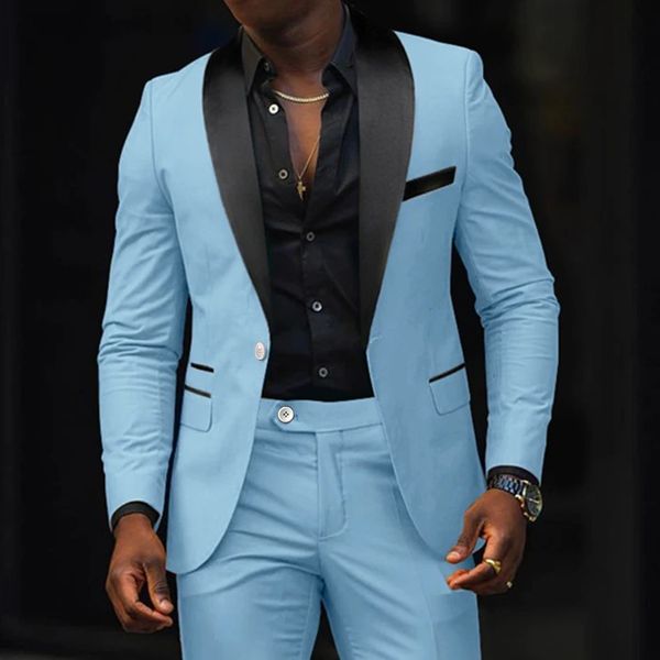 2024 Fashion Men Boutique Business Stretch Fabric Double Slit Solid Color Suit Pants Two Piece Set Dress Blazers Jacket Trousers 241115