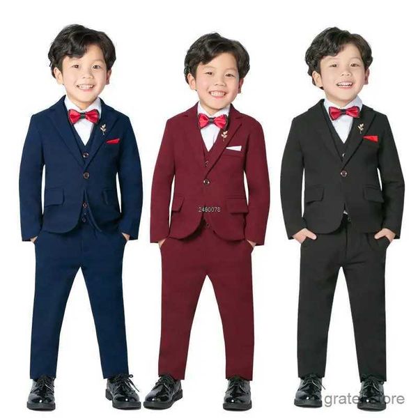 

Suits Wedding Suit for Boys Children Wine Red Stage Performance Formal Suit Kids School Suit Children Birthday Ceremony Chorus Costume, Black 5pcs