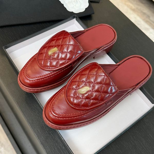 Designer Ladies Rhomboid Clamshell Semi-Tow Loafers With Metal Buckle Embellishment Classic Round Toe Lambskin Flat Outdoor Casual Shoes With Dust Bag, Burgundy
Designer Ladies Rhomboid Clamshell Semi-Tow Loafers With Metal Buckle Embellishment Classic Round Toe Lambskin Flat Outdoor Casual Shoes With Dust Bag, Burgundy