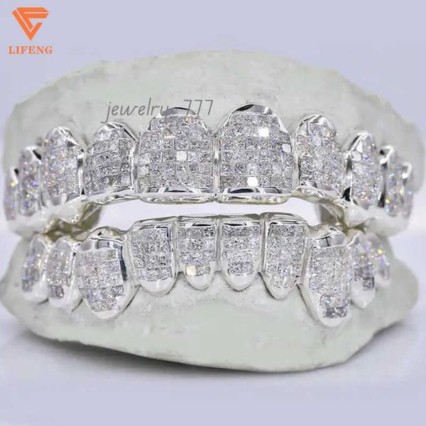 Custom Moissanite Grillz Ice hiphop Honeycomb setting diamond men women top bottom 925 Sterling silver Teeth Perm Cut GriilZ
