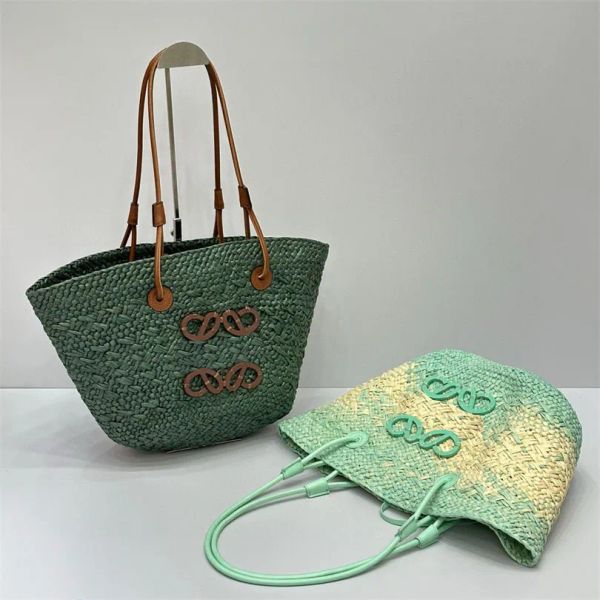 

Crochet Knitting Mesh Straw Green Grass Bags Fashion Summer large HOBO bohemian style beach handle handbag women designer totes shoulder big, Blue