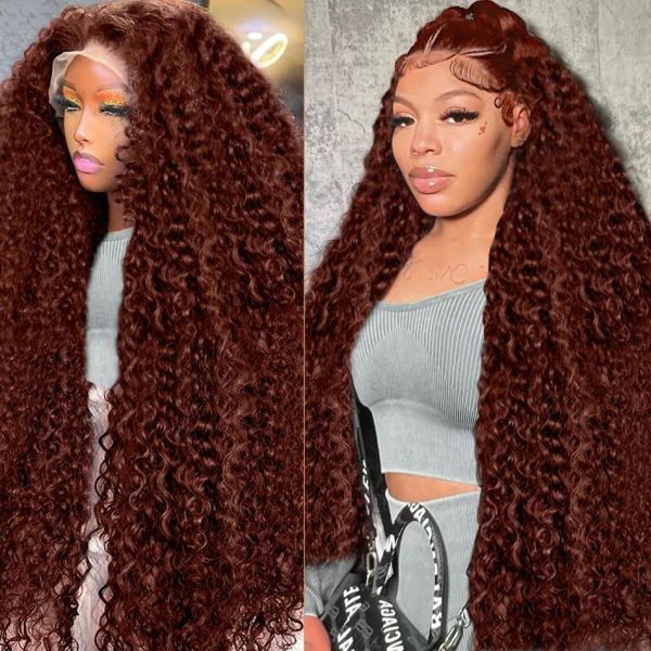 Brazilian 30 40 Inch Reddish Brown Deep Wave 13x4 Frontal Human Hair Wig 250% Color Curly HD Lace Frontal Wig Synthetic for Women, Customize wig
Brazilian 30 40 Inch Reddish Brown Deep Wave 13x4 Frontal Human Hair Wig 250% Color Curly HD Lace Frontal Wig Synthetic for Women, Customize wig