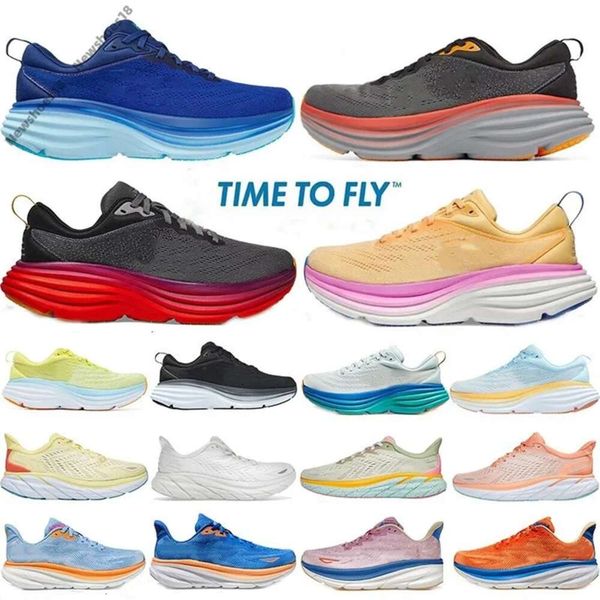 

Top Quality New Time to FLY ONE Bondi Running Shoes Clifton 8 9 Black White Trainer Sneakers Designer Women Men Summer Orange Amber Womens Free People Platform Shoes, Dark purple