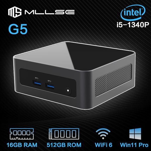 MLLSE Mini PC G5 intel i5-1340P Windows 11 Pro Intel 12th 16GB DDR4 RAM 512GB ROM WiFi 6 BT5.2 Desktop Computer Mini Pc Work