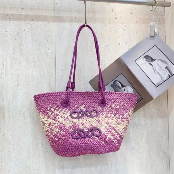 

Women Bohemian BOHO straw beach bag womens Designer crochet knitting Bags embroidery letter summer casual totes bag carry on soft knit lady, Blue