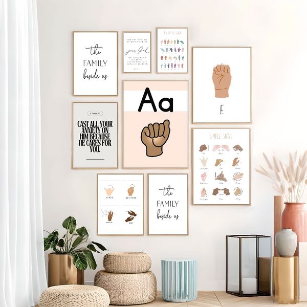 3 pieces Wooden Framed Canvas Poster Sign language art, Creative Waterproof Canvas Posters, Bedroom, Office, Living Room, Cafe, Bar 
3 pieces Wooden Framed Canvas Poster Sign language art, Creative Waterproof Canvas Posters, Bedroom, Office, Living Room, Cafe, Bar