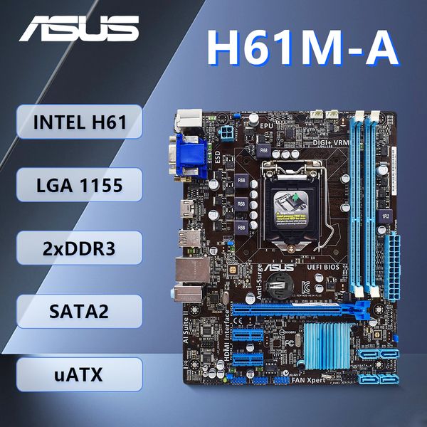 ASUS H61M-A Motherboard LGA1155 supports i3-3220 3240 i5-3450 3470 i7-3770DDR3 8GB 1333MHz Intel H61 Chipset USB 2.0 SATA2.