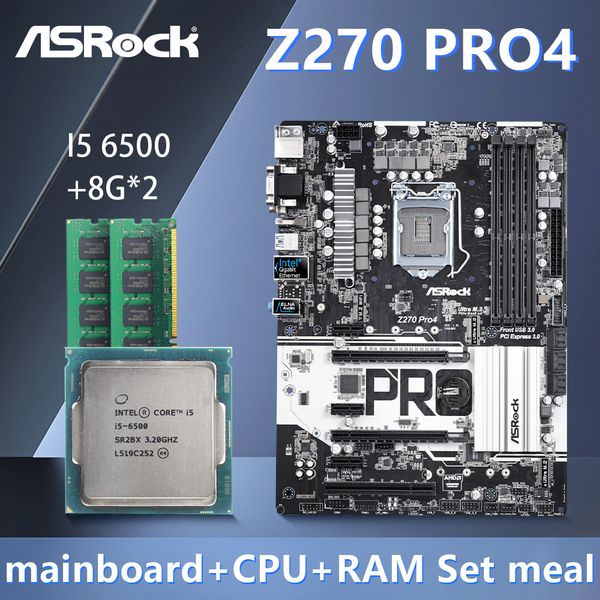 ASROCK Z270 PRO4 motherboard with i5 6500 CPU and 8GB*2 Support Socket 1151 i7-7700K I5-6600K CPUIntel Z270 4xDDR4 1xHDMI ATX