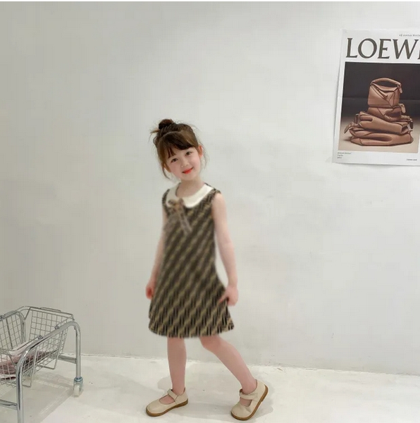 Baby Designer Girls Princess Dresses Kids Summer Sleeveless Vest Dress Cotton Children Plaid Skirts Girl Skirt 1-7 Years Clothes AB
