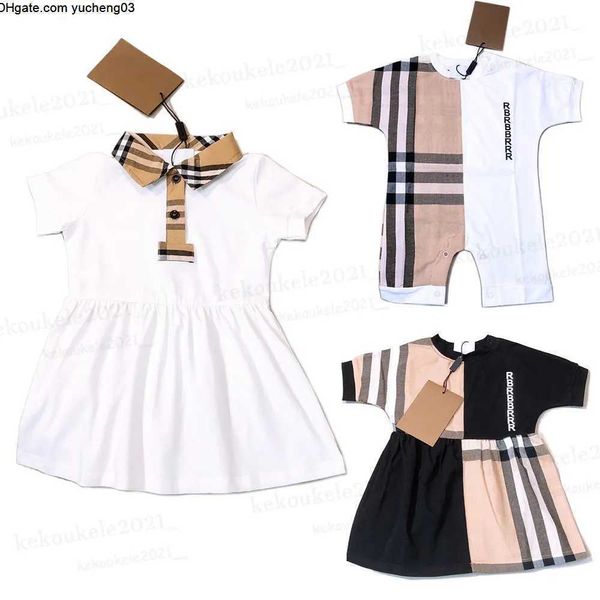 

Girls Summer Baby Dresses and Rompers Plaid Pattern 100% Cottonshort Sleeve Dress Childrens Infant Boys Rompers Kids Clothing, Gray