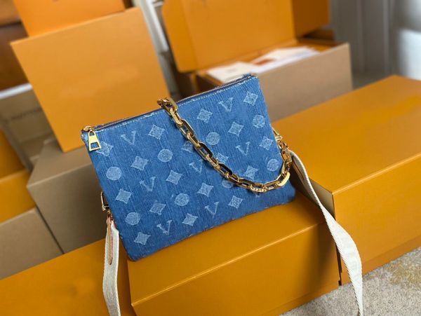 M24564 M57783 Denim blue designer bag classic Ladies Thick chain shoulder clutch handbag style crossbody package evening bags wallet purse, Brown
M24564 M57783 Denim blue designer bag classic Ladies Thick chain shoulder clutch handbag style crossbody package evening bags wallet purse, Brown