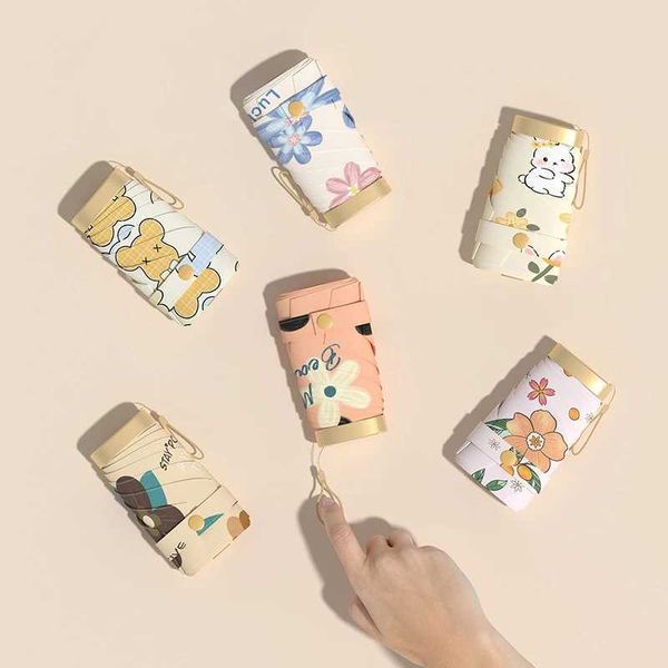 Cute Mini Sun Umbrella Woman UV Protection Portable Travel Outdoor 7 Folding Small Pocket Umbrella Girls Windproof Anti UVXJ241120