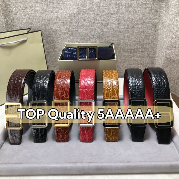 Designer T-Buckle Leather Belt
