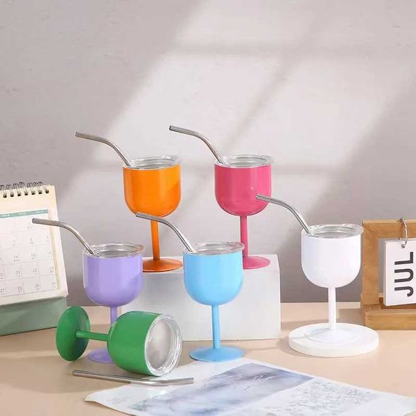 4-ounce stainless steel goblin wear-resistant wine glass painted baking process travel g with sliding cover M241121