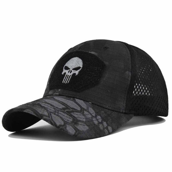 

Tactical Military Baseball Caps Multicolor Camouflage Breathable Sun Visor Mesh Outdoor Hunting Hiking Skeleton Snapback Hat, 7a