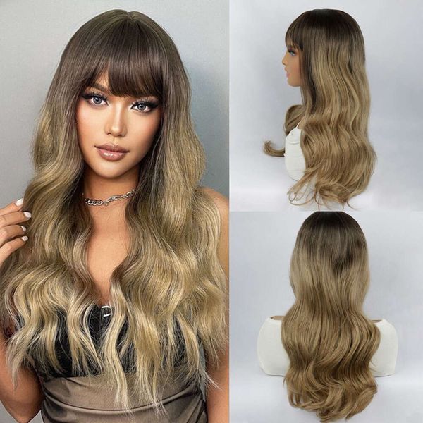 European and American Wigs for Women with Gradient Golden Brown Bangs, Long Curly Hair, Synthetic Fiber Full Head Covers, Daily Highlight Dyeing, Wholesale by
European and American Wigs for Women with Gradient Golden Brown Bangs, Long Curly Hair, Synthetic Fiber Full Head Covers, Daily Highlight Dyeing, Wholesale by