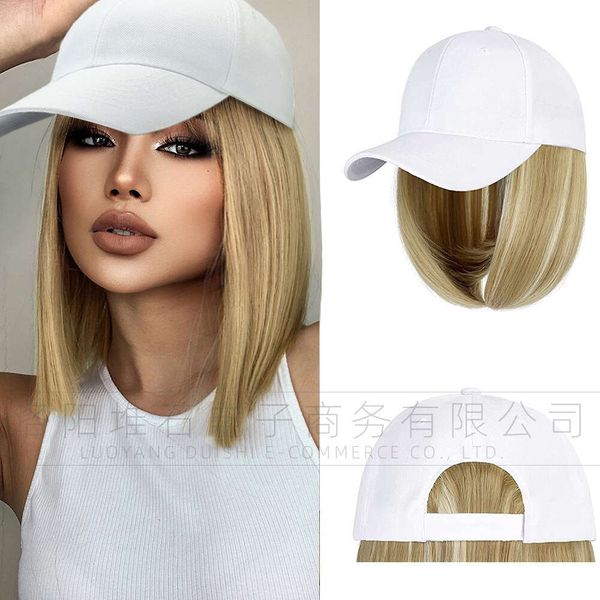 

Wig Women's Hooded Wig European and American Personalized Short Straight Hair Chemical Fiber Wig Multi Color Wigs Headband
