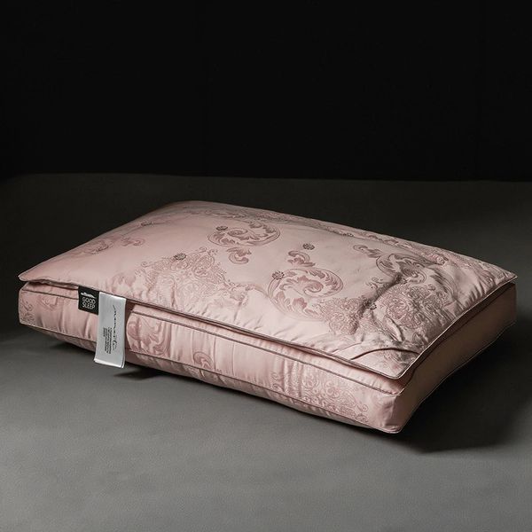 Mulberry silk pillow used for sleep filled with natural silk Gongsatin jacquard anti mite soft health bedding el neck pillow 241120