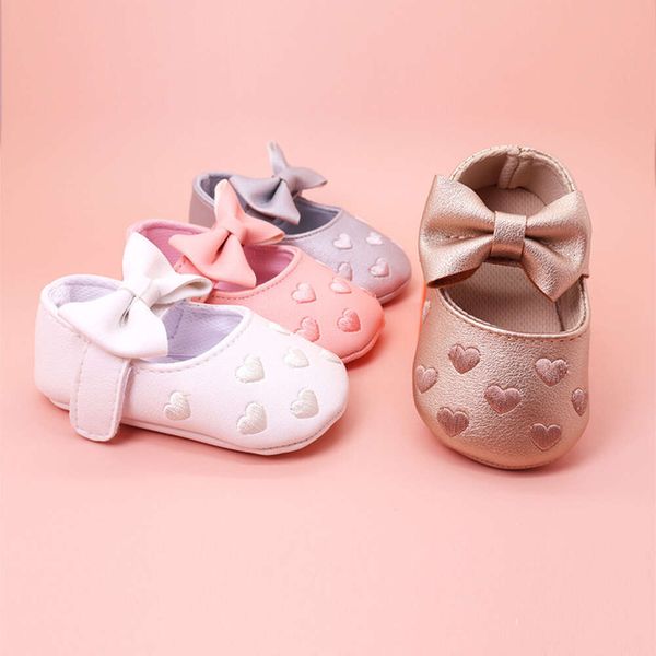 

New Baby Shoes Butterfly Heart Shaped Foreign Trade Korean Edition Baby Shoes Walking Shoes Princess Style Comfortable Soft Sole Children's Shoes Wholesale, White