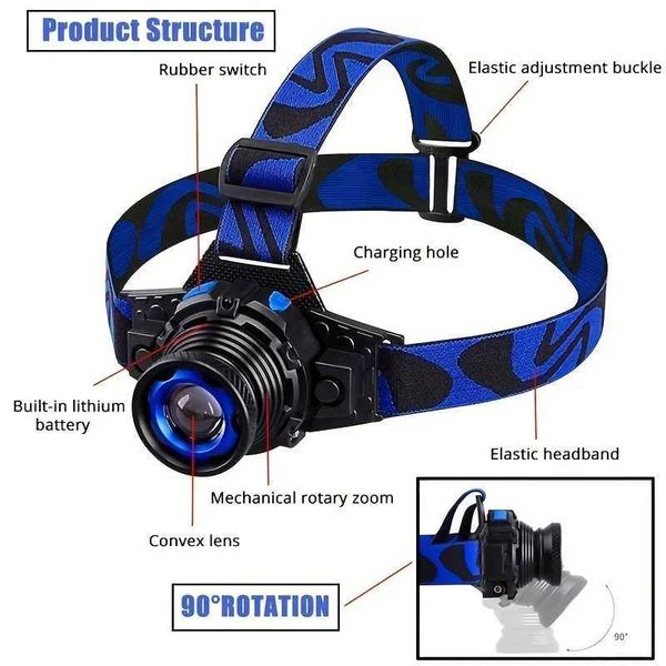 New Arrival Bright D-light charging light outdoor waterproof cam flashlight 3-mode built-in battery fishing flashlight Z241122