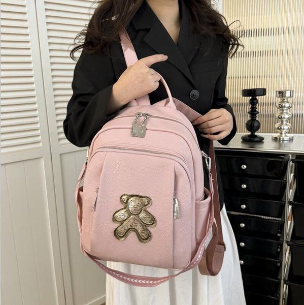 Factory sales womens shoulder bag cute bear fashion handbag light and large capacity travel casual leather backpack college wind sequined girl backpack 906#, Khaki
Factory sales womens shoulder bag cute bear fashion handbag light and large capacity travel casual leather backpack college wind sequined girl backpack 906#, Khaki