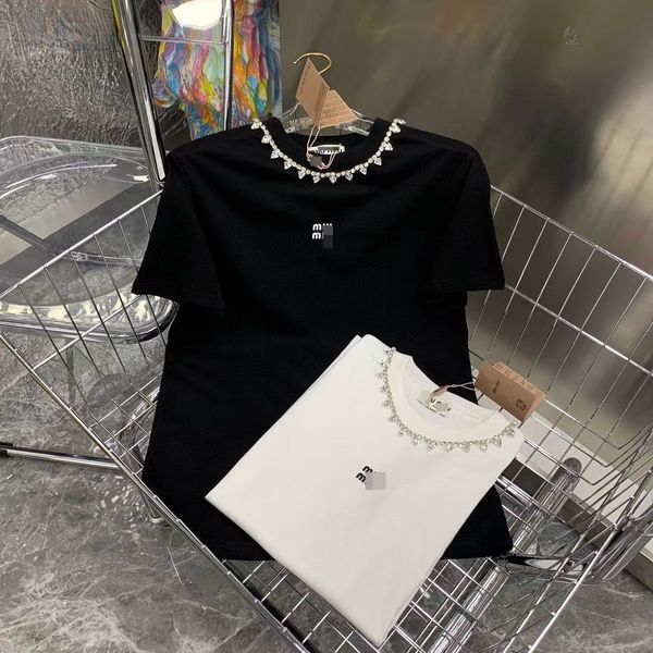 Summer new collar heavy-duty nail drill letters printed round neck short-sleeved T-shirt women's tops original labeling, Black
Summer new collar heavy-duty nail drill letters printed round neck short-sleeved T-shirt women's tops original labeling, Black
