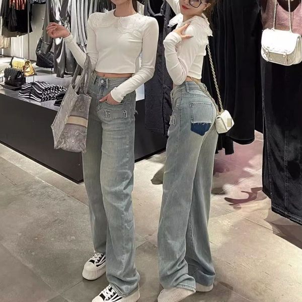 Spring and summer thin section jeans female retro old washed high-waisted straight thin Slim wide-leg pants, Blue
Spring and summer thin section jeans female retro old washed high-waisted straight thin Slim wide-leg pants, Blue