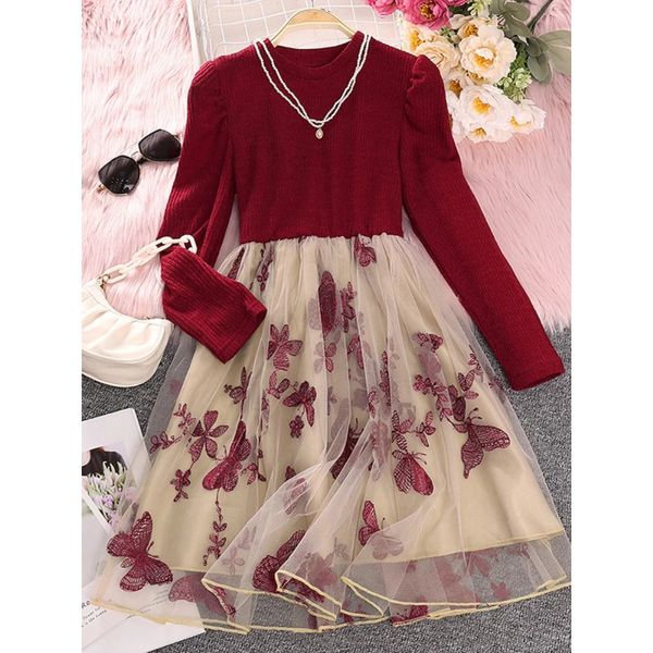 Big Princess Skirt Long sleeve Butterfly skirt Patchwork mesh tulle dress Kids Girls clothing, spring Fall 8-12T, Red
Big Princess Skirt Long sleeve Butterfly skirt Patchwork mesh tulle dress Kids Girls clothing, spring Fall 8-12T, Red