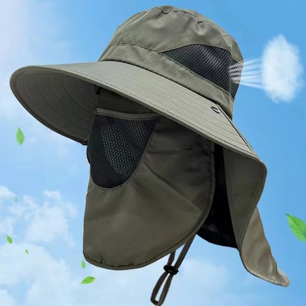 

Sun Hat for Men Women with Neck Flap,UPF 50+ UV Protective Hiking Fishing Hats,Wide Brim Sun Hat for Women Men, Grey
