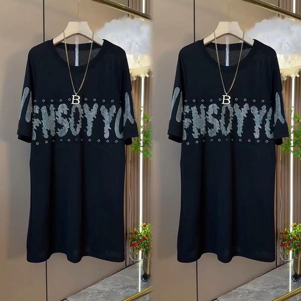 Designer new plus-size mid-skirt Dress Summer Fall Women's Dress Loose bright diamond crew neck black minimalist artsy oversized Q7
Designer new plus-size mid-skirt Dress Summer Fall Women's Dress Loose bright diamond crew neck black minimalist artsy oversized Q7