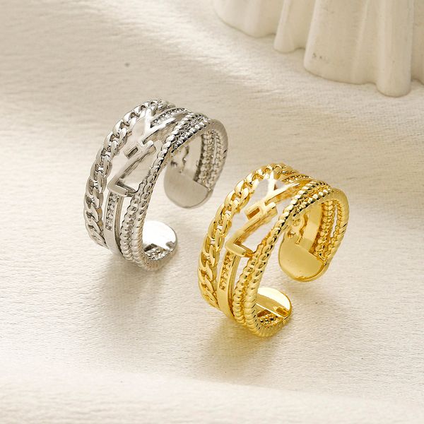 18K Gold Plated Brand Letter Band Rings for Mens Womens Fashion Designer Open Ring Brand Letters Stainless Steel Couple Ring Wedding Party Jewelry
18K Gold Plated Brand Letter Band Rings for Mens Womens Fashion Designer Open Ring Brand Letters Stainless Steel Couple Ring Wedding Party Jewelry
