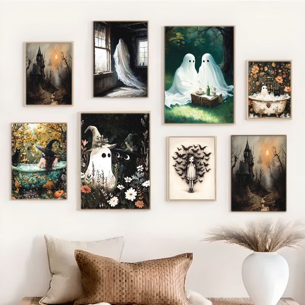 1 piece unframed painting print,vintage library ghost art, scary ghost reading book, art halloween gift,creative waterproof canvas poster
1 piece unframed painting print,vintage library ghost art, scary ghost reading book, art halloween gift,creative waterproof canvas poster