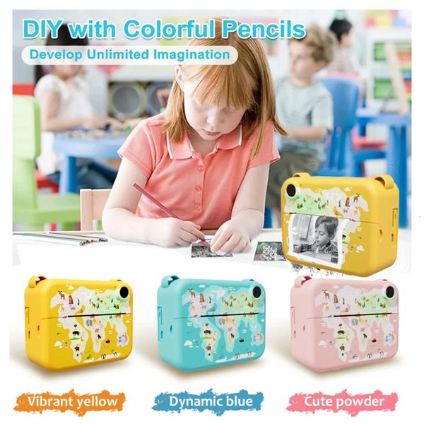 Childrens camera instant printing Christmas gift for boys and girls aged 3-12 toys for children aged 3-10 and 3 rolls of printing paper 241125