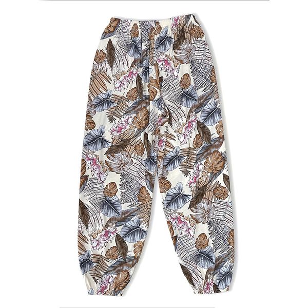 Ladies spring and summer thin casual girth pants beige leaf random print can be worn home air conditioning pants beach sunscreen pants, Multi
Ladies spring and summer thin casual girth pants beige leaf random print can be worn home air conditioning pants beach sunscreen pants, Multi