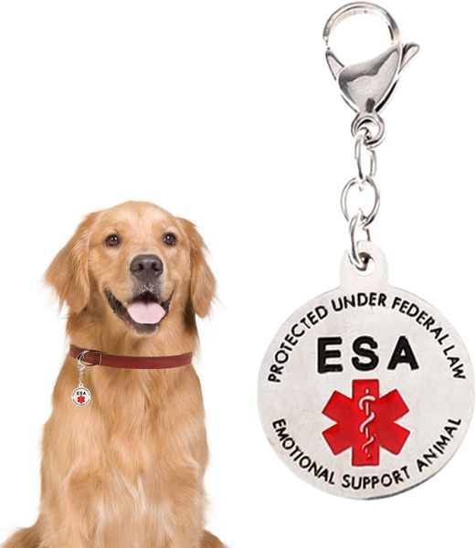 Emotional Support Dog ESA Dog Tag ID Industrial Puppy Emotional Support Dog Tag Red Medical Alert Symbol and Protected by Federal Law Navy Lettering and Red Enamel Trim for ESA and Therapy Dogs